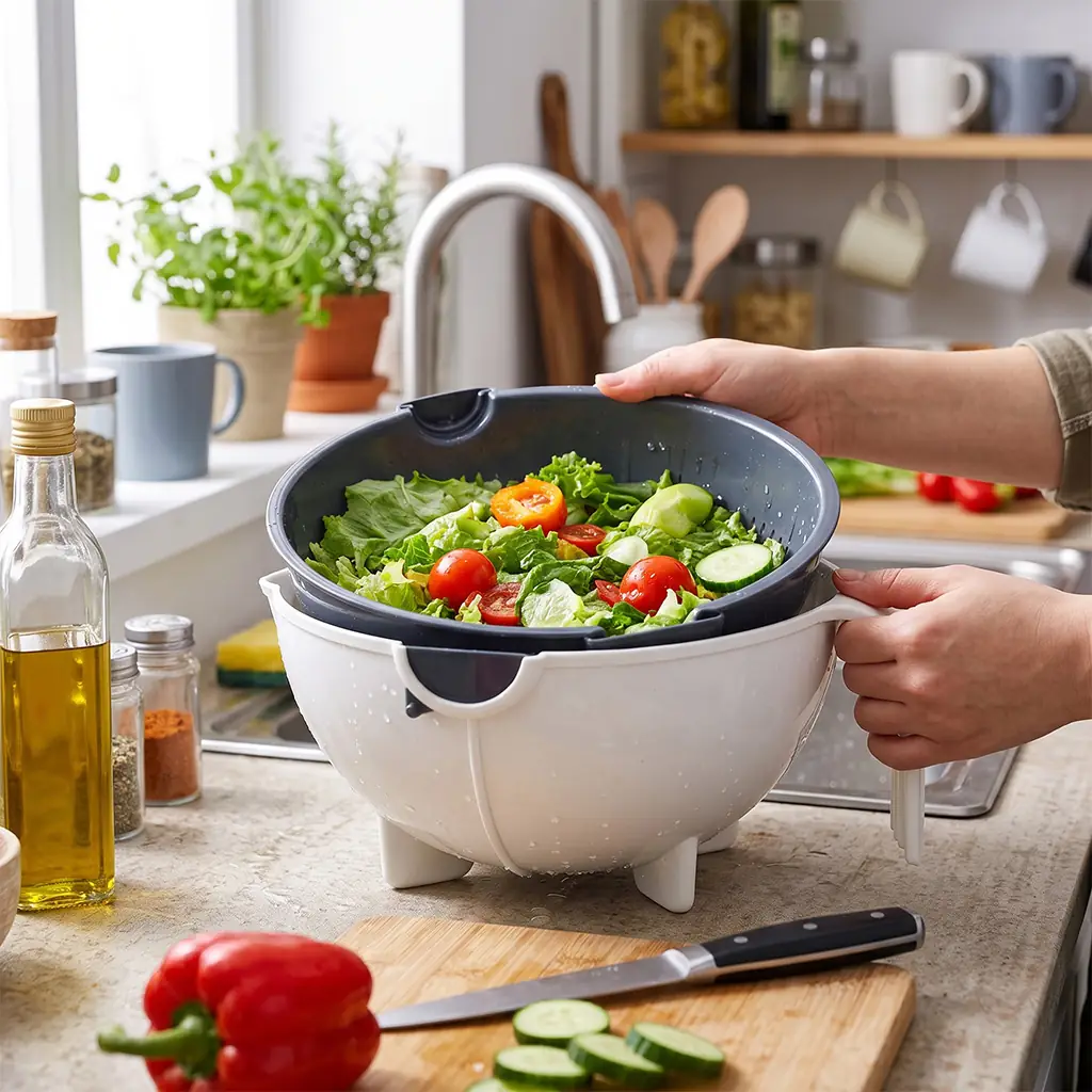 2-in-1 Rotating Colander & Washing Bowl